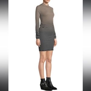 ATM Anthony Thomas Melillo Dip Dye Striped Mock Neck Knit Long Sleeve Dress S XS